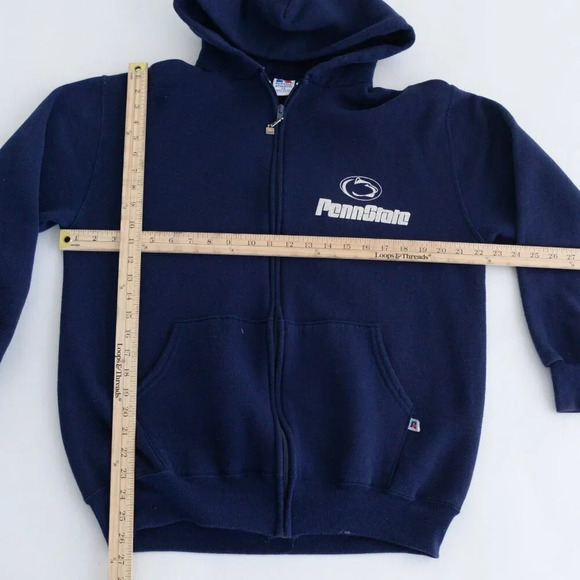 Vintage 90S Russell Athletics Penn State University Navy Zip Up Sweatshirt - Picture 4 of 12